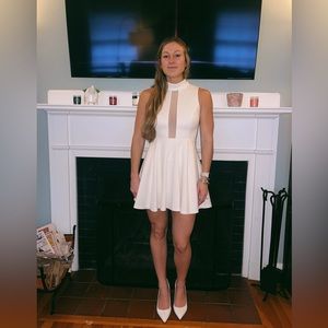 White BCBG Dress with Mesh Cutout